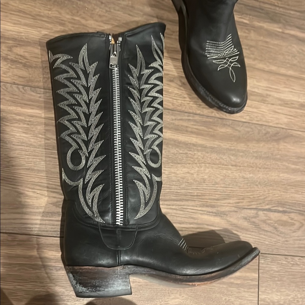 Black Leather Western Boots